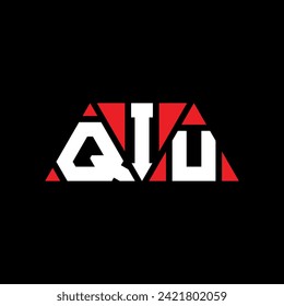 QIU triangle letter logo design with triangle shape. QIU triangle logo design monogram. QIU triangle vector logo template with red color. QIU triangular logo Simple, Elegant, and Luxurious design.