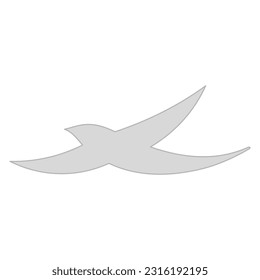 Qixi Festival flying magpie bird silhouette illustration. Hand drawn Asian style vector, isolated. Traditional Chinese, Japanese holiday design element, China Valentines Day