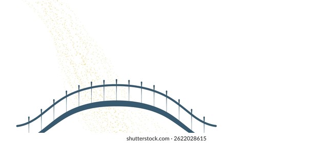 Qixi Festival magpie bridge in the sky, Milky Way, little stars on transparent background. Hand drawn style vector illustration. Traditional Chinese, Japanese holiday design. Seasonal festive elements