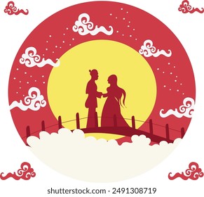qixi festival vector illustration. 
Good for banner, poster, greeting card, party card, invitation, template, advertising, campaign, and social media. 

