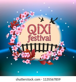 Qixi or Tanabata festival Vector illustration,