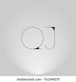 QJ Black thin minimalist LOGO Design with Highlight on Gray background.