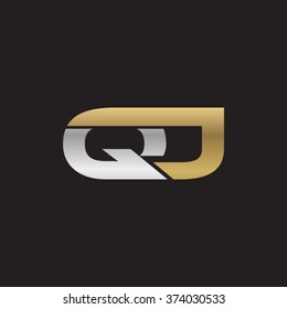 QJ company linked letter logo golden silver black background