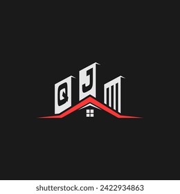 QJ Initial Construction Real Estate Home Logo Design Vector