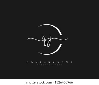 QJ initial handwriting logo template vector