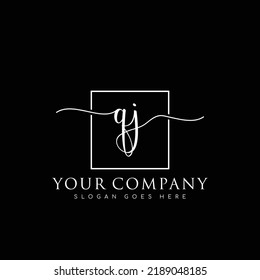 QJ Initial handwriting minimalist logo vector