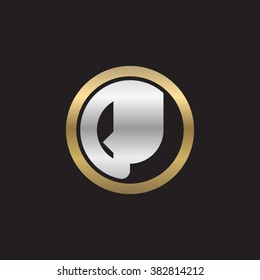 QJ initial letters circle elegant logo golden silver black background