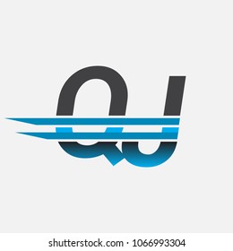 QJ initial logo company name colored black and blue, Simple and Modern Logo Design.