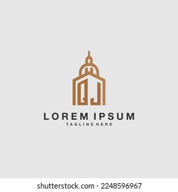 QJ initial monogram real estate logo with imperium style desgn