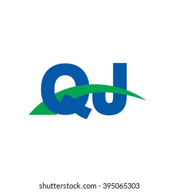 QJ initial overlapping swoosh letter logo blue green