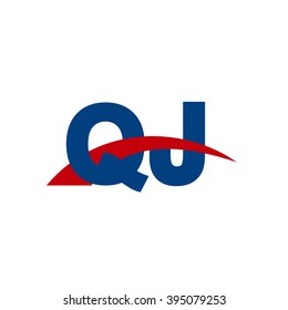 QJ initial overlapping swoosh letter logo blue red