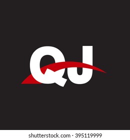 QJ initial overlapping swoosh letter logo white red black background