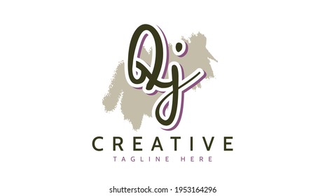 QJ Initials, handwriting logo vector