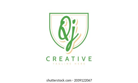QJ Initials, handwriting logo vector