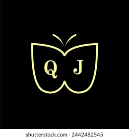 QJ Initials Luxury Butterfly logo Vector illustration