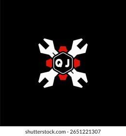 QJ Initiales Vektor Stok Otomotif Logo Design