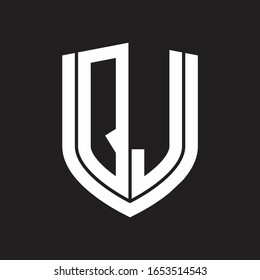 QJ Logo monogram with emblem shield design isolated on black background