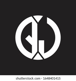 QJ Logo monogram with piece circle ribbon style