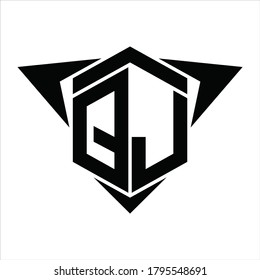 QJ Logo monogram with wings arrow around design template on white background
