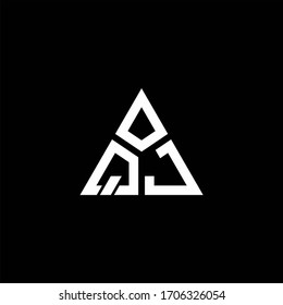 QJ monogram logo with 3 pieces shape isolated on triangle design template