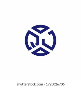QJ monogram logo with abstract shapes in modern style design template