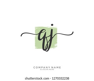 QJ Q J Initial handwriting logo vector