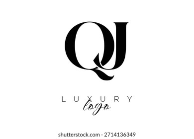QJ Serif Letter Monogram Typography Logo for Elegant Premium Branding Identity