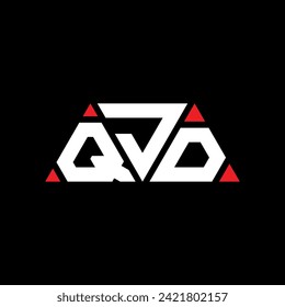 QJD triangle letter logo design with triangle shape. QJD triangle logo design monogram. QJD triangle vector logo template with red color. QJD triangular logo Simple, Elegant, and Luxurious design.