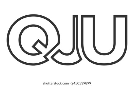 QJU logo design template with strong and modern bold text. Initial based vector logotype featuring simple and minimal typography. Trendy company identity ideal for businesses brand presence.