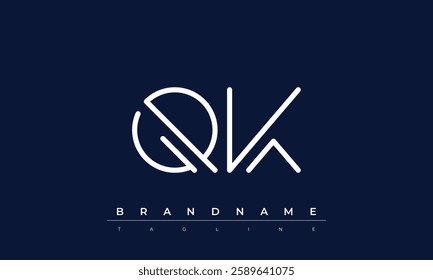 QK Abstract letter logo. This logo icon incorporate with abstract shape in the creative way