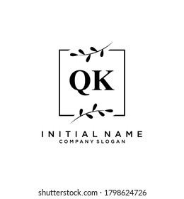 QK Beauty vector initial logo, handwriting logo of initial signature, wedding, fashion, jewerly, boutique, floral and botanical with creative template for any company or business.