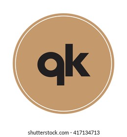 qk brown letters ,abstract background logo, design identity in circle, alphabet letter