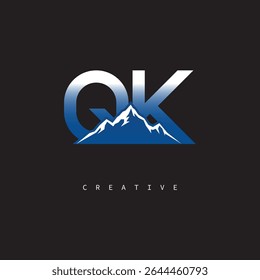 QK Creative Mountain Logo Bold Gradient Letter mark Branding Design for Business Outdoor Brands