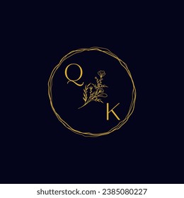 QK elegant wedding initial logo in high quality professional design that will print well across any print media