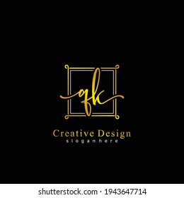 QK Initial calligraphy handwritten logo. Handwritten alphabet in the logo template. Letters and Alphabet for signature, wedding, fashion, floral and botanical logo design 