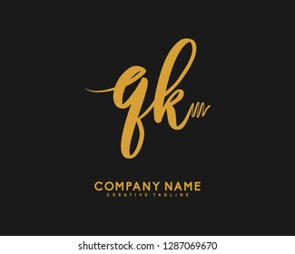 QK Initial Handwriting Logo Template Vector