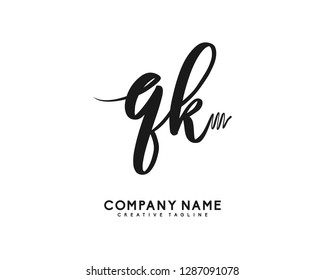 QK Initial Handwriting Logo Template Vector