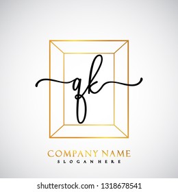 QK Initial Handwriting logo template vector