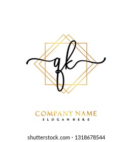 QK Initial Handwriting logo template vector