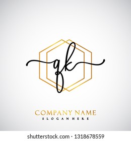 QK Initial Handwriting logo template vector