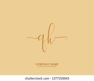 QK Initial handwriting logo vector