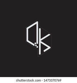 QK Initial Letters logo monogram with up to down style isolated on black background