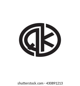 QK initial letters looping linked ellipse monogram logo