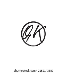 QK initial logo letters in high quality professional design that will print well across any print media