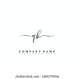 QK Initial luxury handwriting logo vector