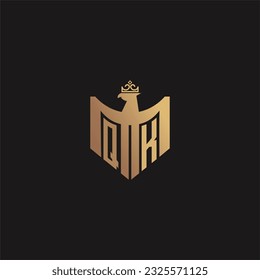 QK initial monogram logo for eagle  crown image vector design
