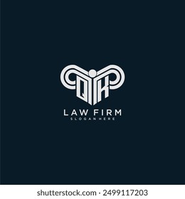 QK initial monogram logo lawfirm with pillar design
