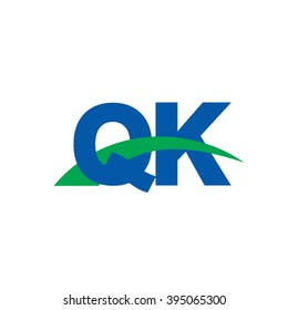 QK initial overlapping swoosh letter logo blue green
