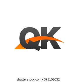 QK initial overlapping swoosh letter logo black orange