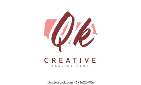 QK Initials, handwriting logo vector